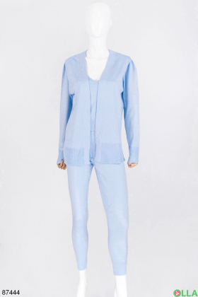 Women's blue three-piece suit