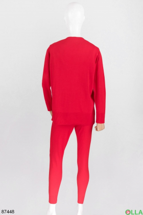 Women's red three-piece suit