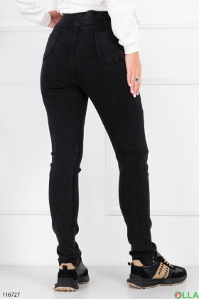 Women's dark gray fleece skinny pants