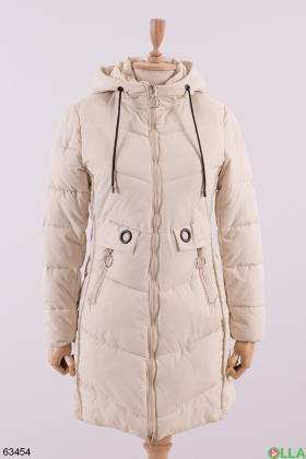 Женская зимняя бежевая куртка