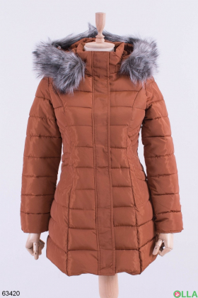 Женская зимняя темно-оранжевая куртка