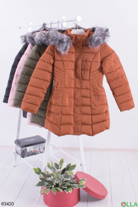 Женская зимняя темно-оранжевая куртка
