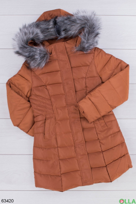 Жіноча зимова темно-помаранчева куртка
