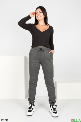 Жіночі зимові темно-сірі спортивні штани