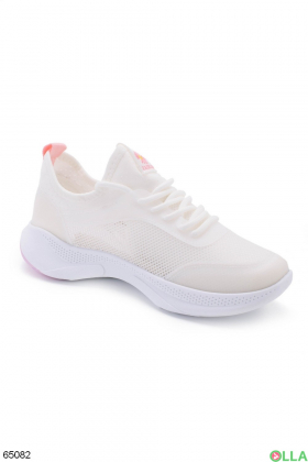 Жіночі біло-рожеві кросівки з ромашкою