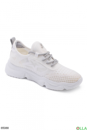 Women's white sneakers with gray lacing