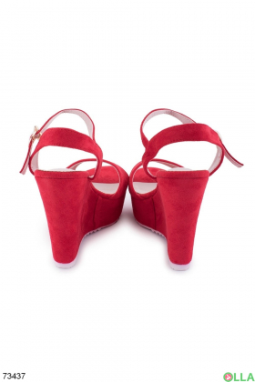 Women's red wedge sandals