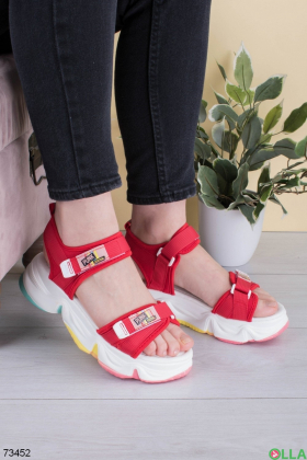 Women's red platform sandals