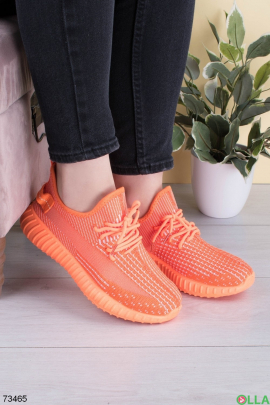 Жіночі помаранчеві кросівки на шнурівці