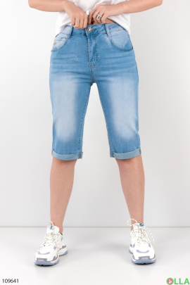 Женские голубые джинсовые шорты батал