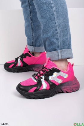 Женские черно-розовые кроссовки