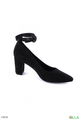 Women's black eco-suede heels