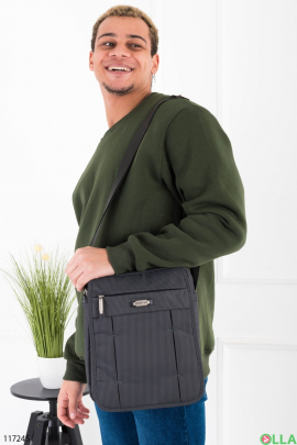 Чоловіча темно-сіра сумка з текстилю