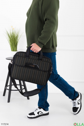 Khaki textile laptop bag