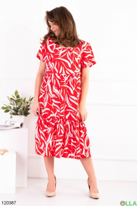 Women's red and white printed batal dress