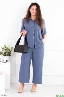 Women's blue battal set of shirt and trousers