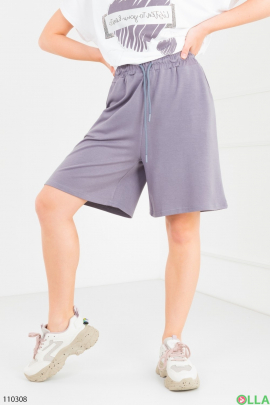 Женский бело-фиолетовый комплект из футболки и шорт