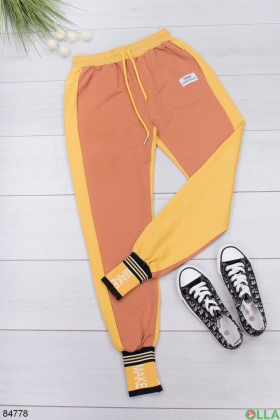 Женские желто-бежевые спортивные брюки