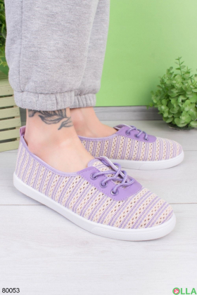 Жіночі фіолетові кросівки на шнурівці