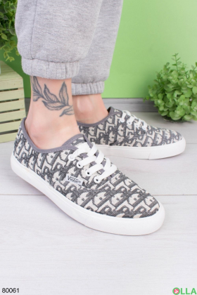 Women's gray print sneakers
