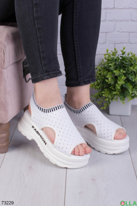 Women's white platform sandals