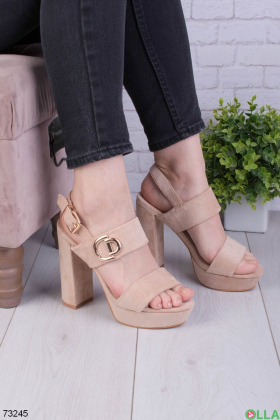 Women's beige heeled sandals