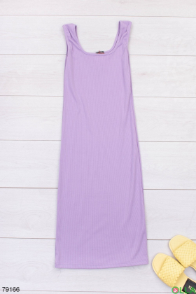 Женское лиловое трикотажное платье