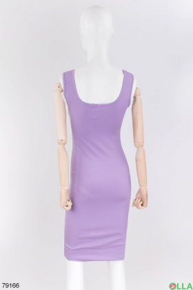 Женское лиловое трикотажное платье