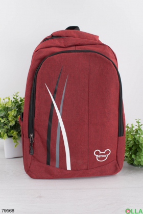 Жіночий червоний рюкзак з принтом