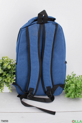 Жіночий синій рюкзак з принтом