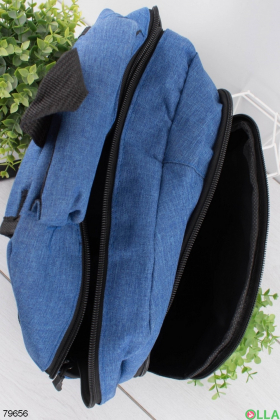 Жіночий синій рюкзак з принтом