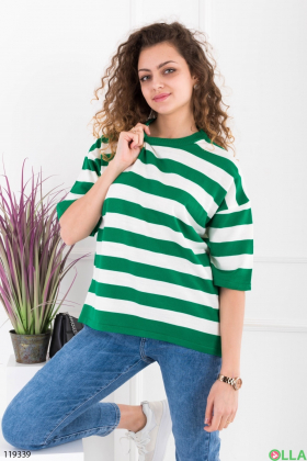 Women's white and green striped T-shirt