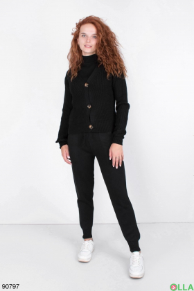 Women's black knit three-piece suit