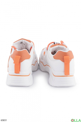 Women's white with orange inserts lace-up sneakers