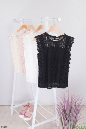 Women's black blouse with lace