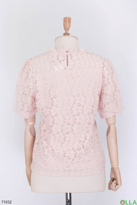 Жіноча рожева блузка з мереживом