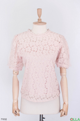 Жіноча рожева блузка з мереживом