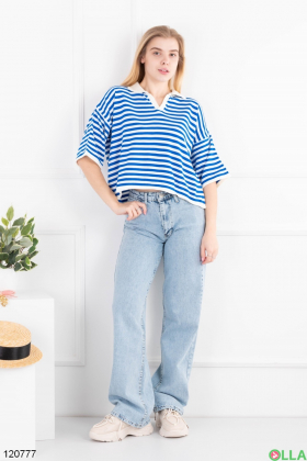 Women's blue and white striped T-shirt
