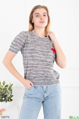 Women's gray striped T-shirt