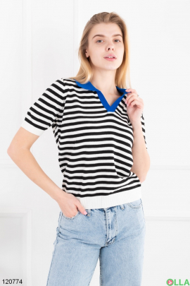 Women's black and white striped T-shirt