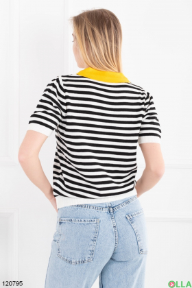 Women's black and white striped T-shirt