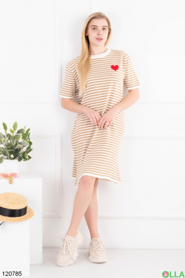Women's beige and white striped dress
