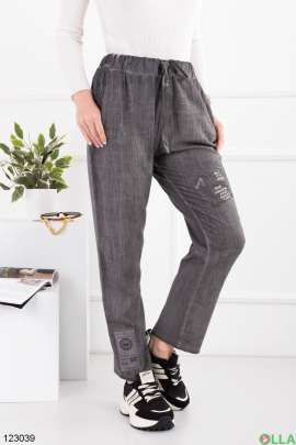 Women's dark gray knitted batal trousers
