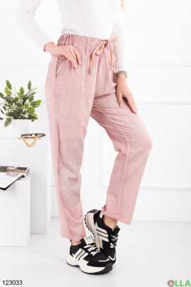 Женские розовые трикотажные брюки батал