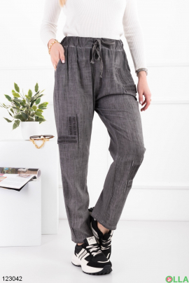 Women's dark gray knitted batal trousers