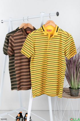 Men's yellow striped polo shirt