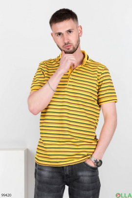 Чоловіча жовта футболка-поло в смужку