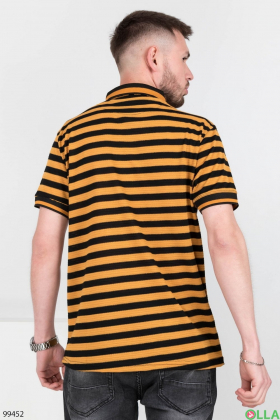 Men's black and yellow striped polo shirt