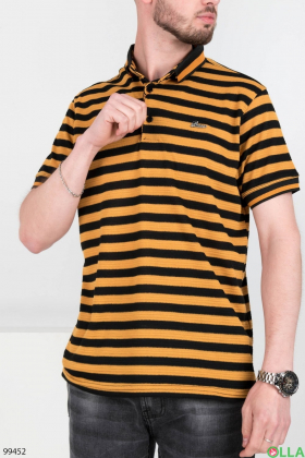 Чоловіча чорно-жовта футболка-поло у смужку