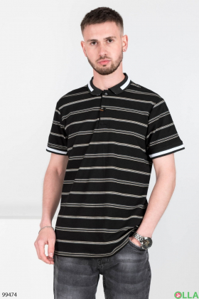 Men's black striped polo shirt